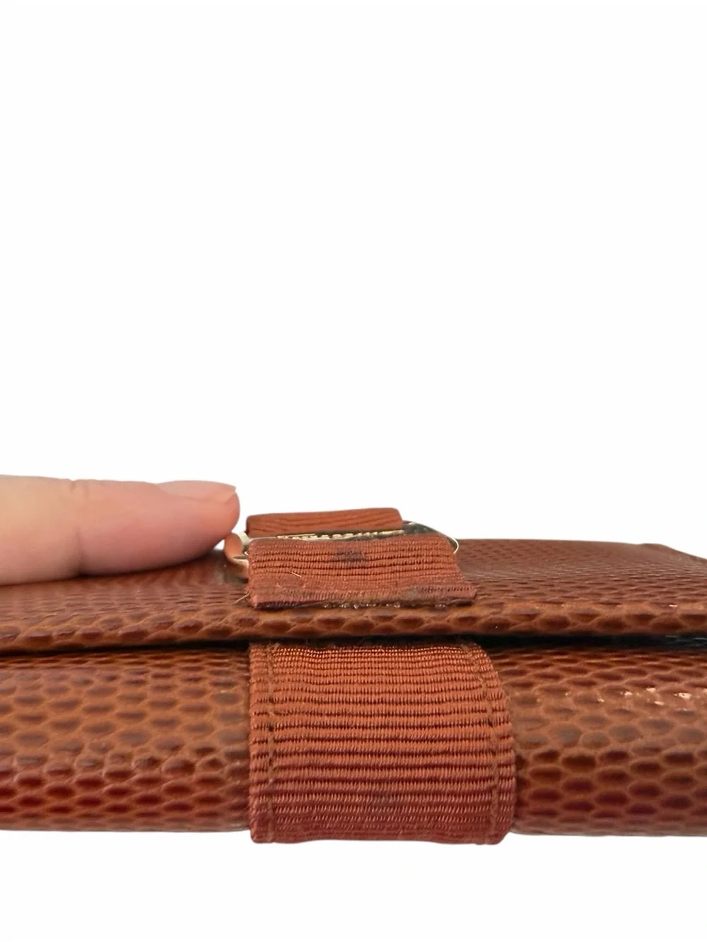 Salvatore Ferragamo Brown Textured Leather Key & Card Holder with Gold Gancini